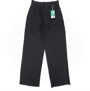 NWT Halara High Waisted Pleated Wide Leg Trouser Dress Pant Womens Medium Black